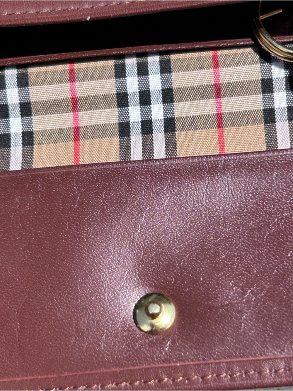 Vintage Burberrys EUC 3 Ring Key Holder Brown Bordeaux Leather - Picture 7 of 9